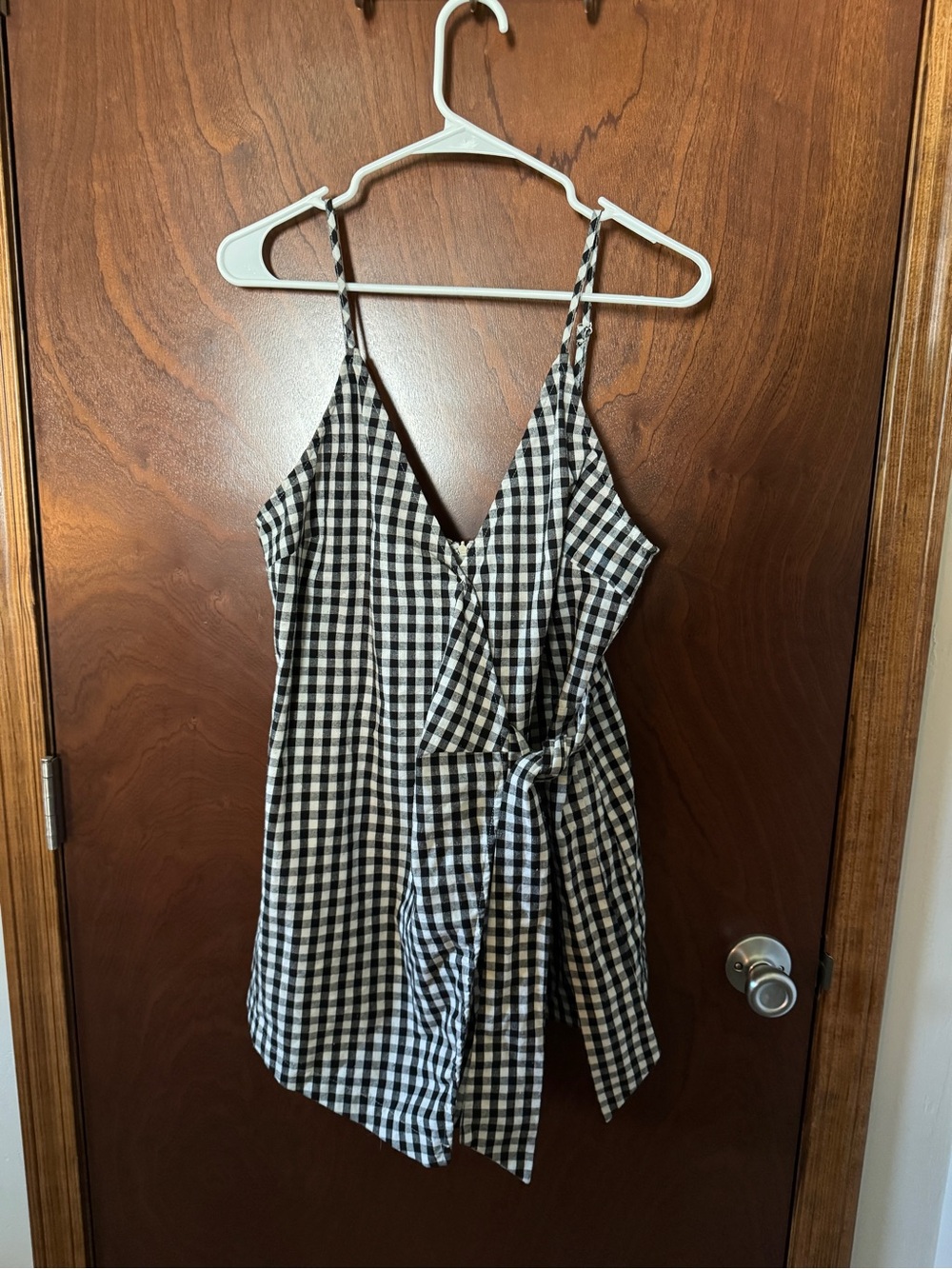 Cotton Candy Black & White Gingham Romper